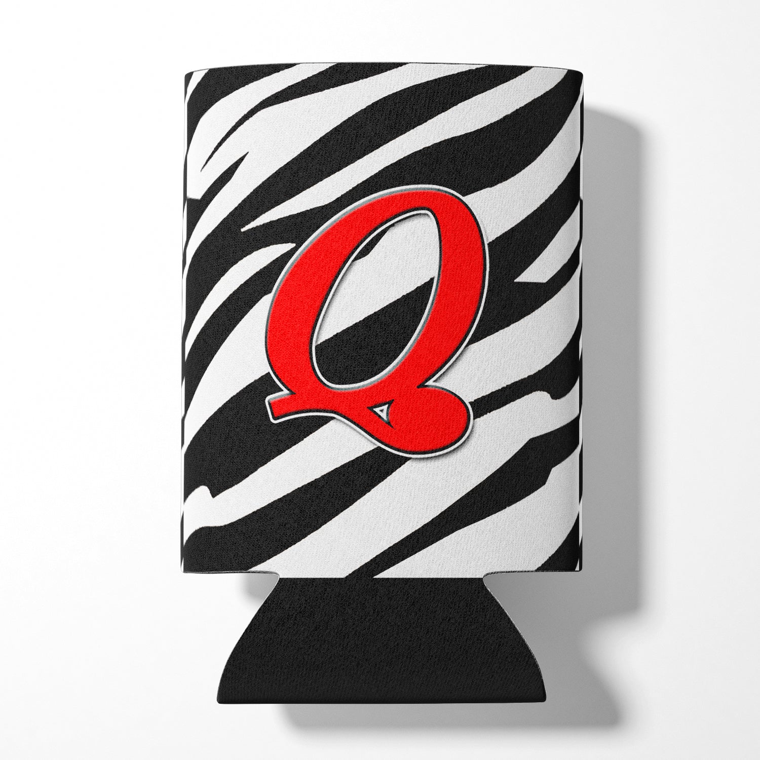 Letter Q Initial Monogram - Zebra Red Can or Bottle Beverage Insulator Hugger.