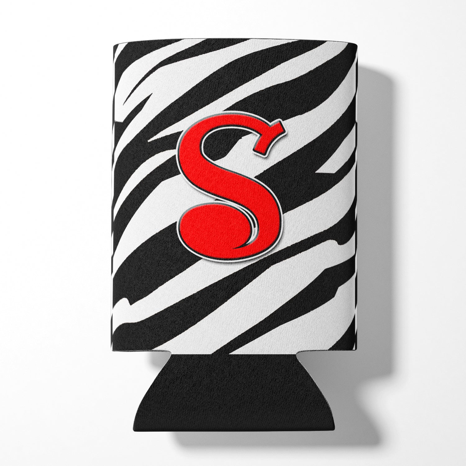 Letter S Initial Monogram - Zebra Red Can or Bottle Beverage Insulator Hugger.