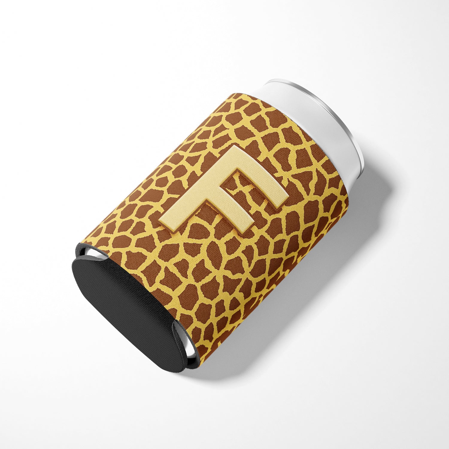 Letter F Initial Monogram - Giraffe Can or Bottle Beverage Insulator Hugger.