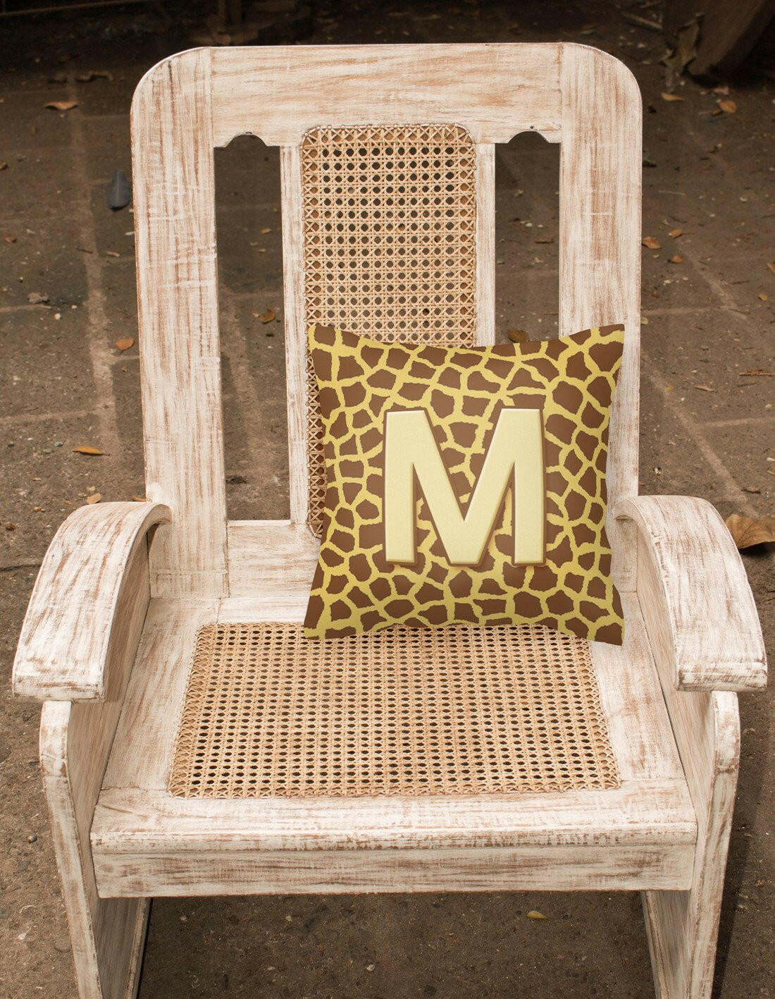 Monogram Initial M Giraffe Decorative   Canvas Fabric Pillow CJ1025 - the-store.com