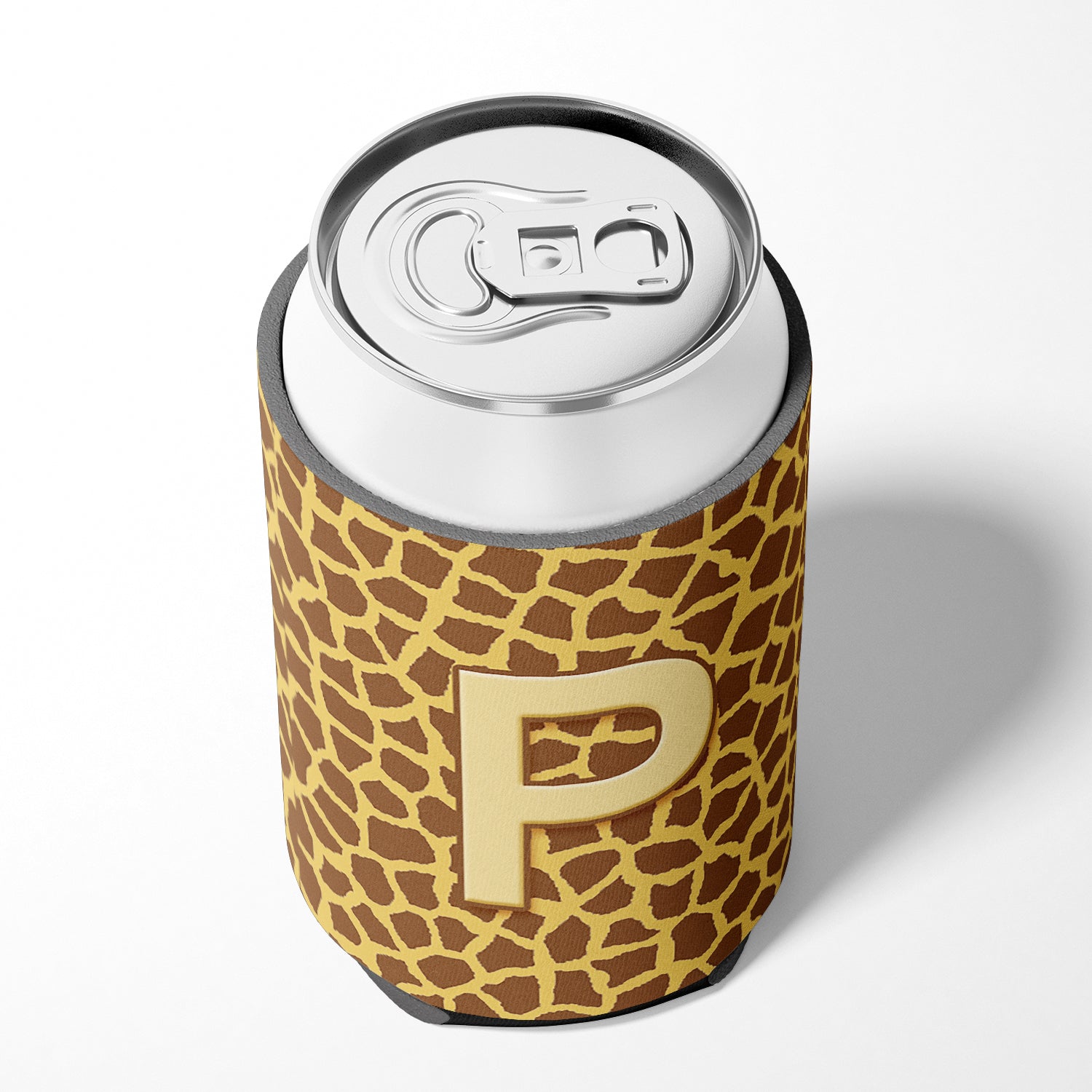 Letter P Initial Monogram - Giraffe Can or Bottle Beverage Insulator Hugger.