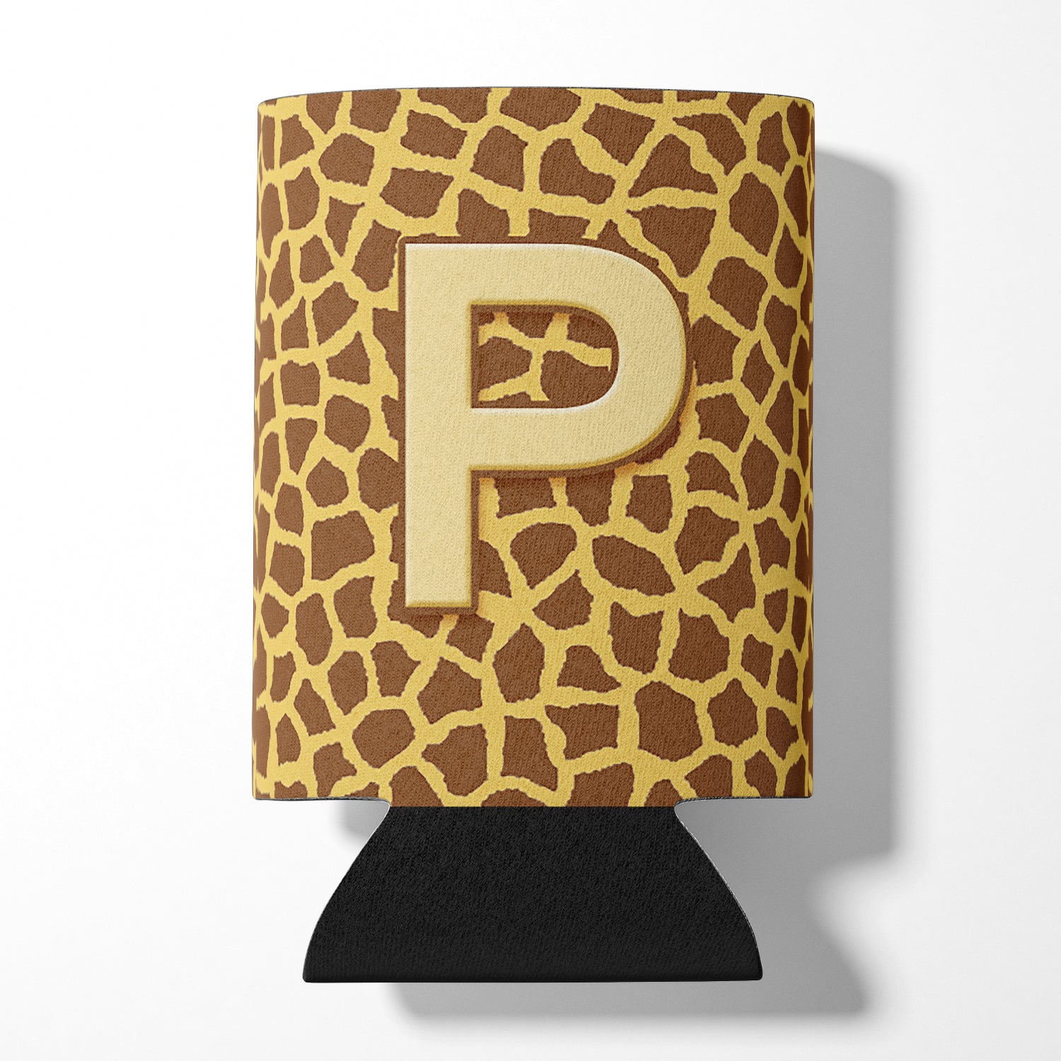 Letter P Initial Monogram - Giraffe Can or Bottle Beverage Insulator Hugger.