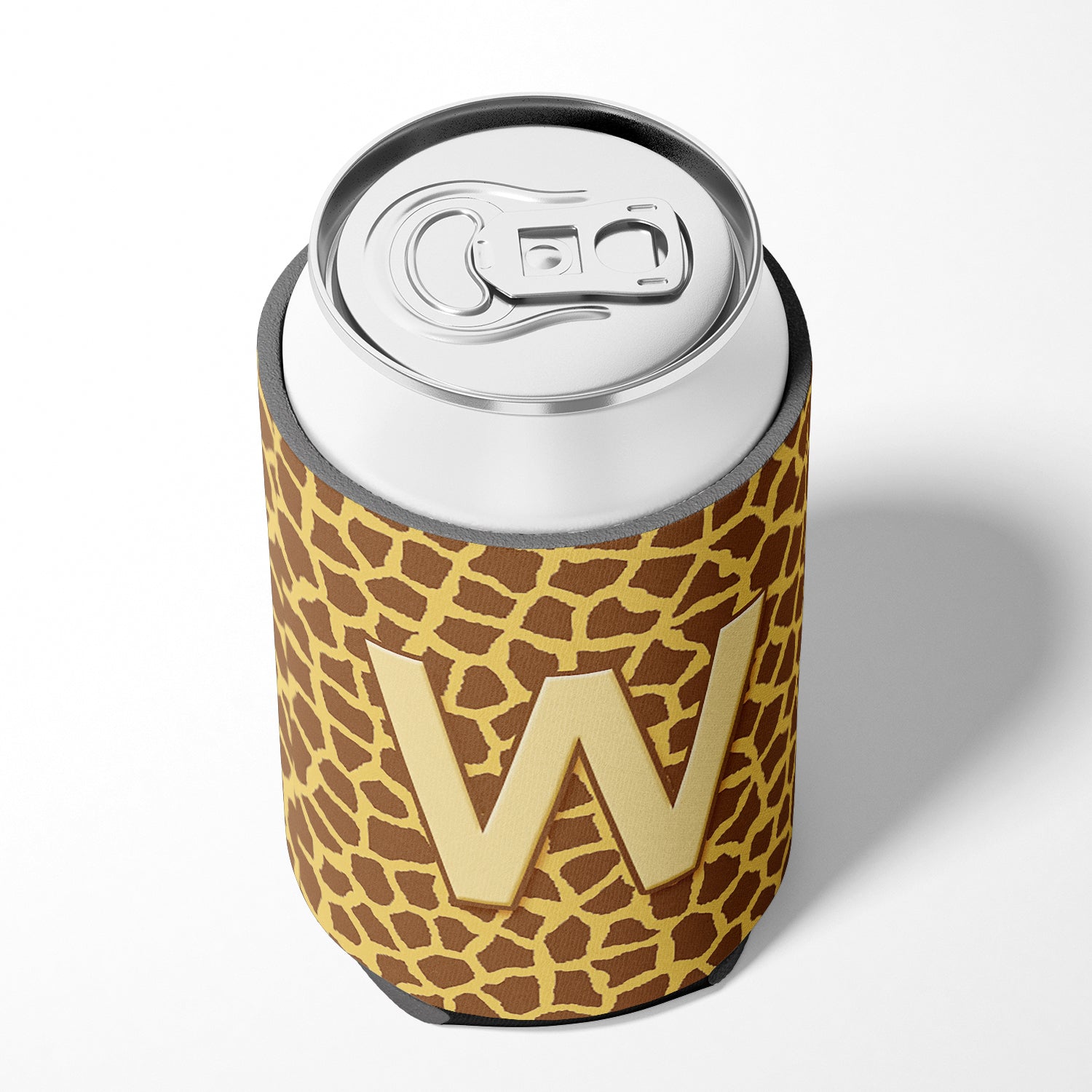 Letter W Initial Monogram - Giraffe Can or Bottle Beverage Insulator Hugger.