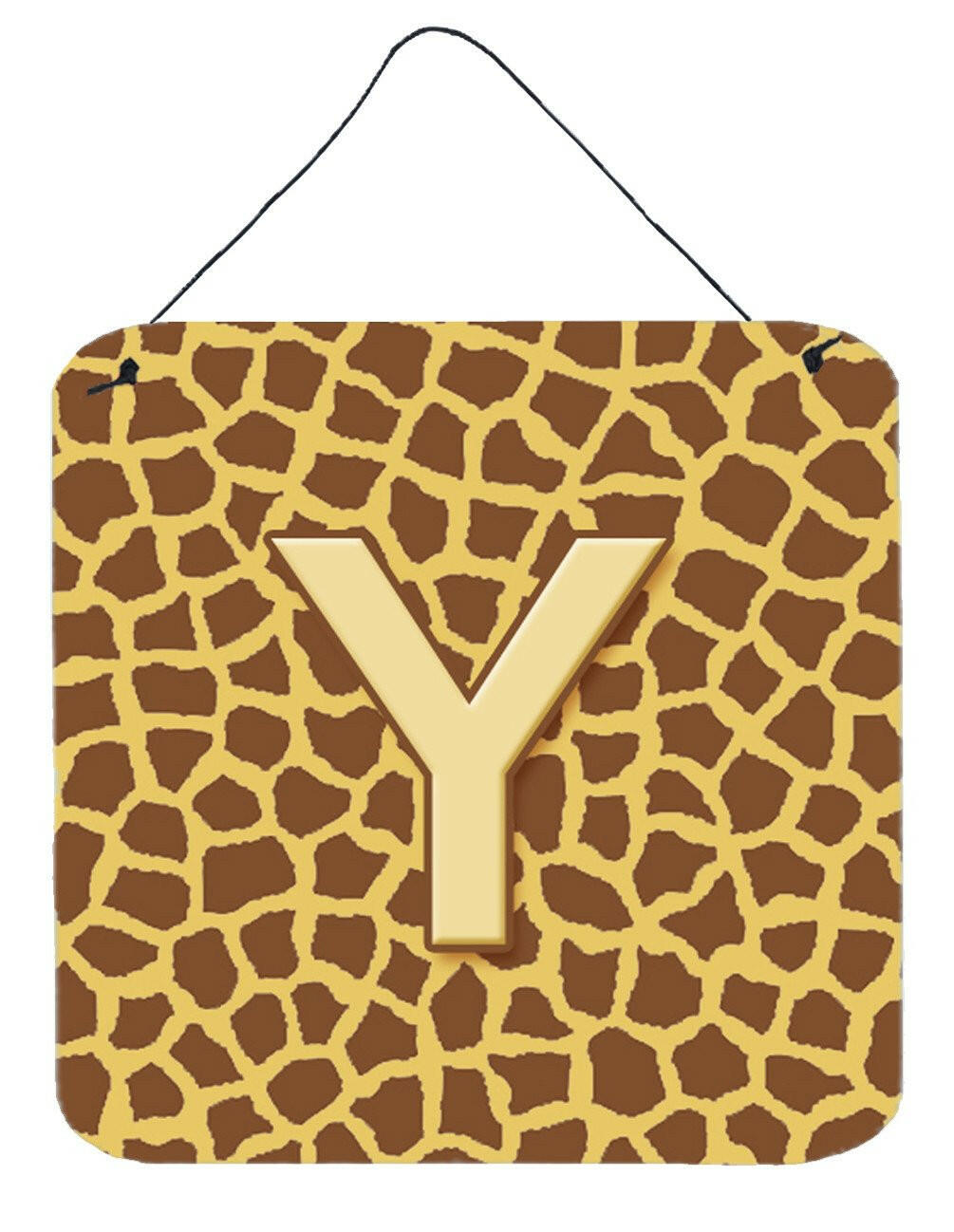 Letter Y Initial Monogram - Giraffe Aluminium Metal Wall or Door Hanging Prints by Caroline&#39;s Treasures