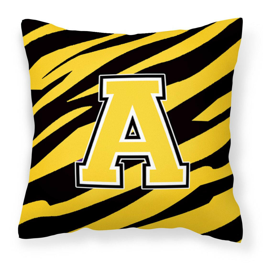 Letter A Monogram - Black Gold Tiger Stripe Fabric Decorative Pillow CJ1026-APW1414 - the-store.com