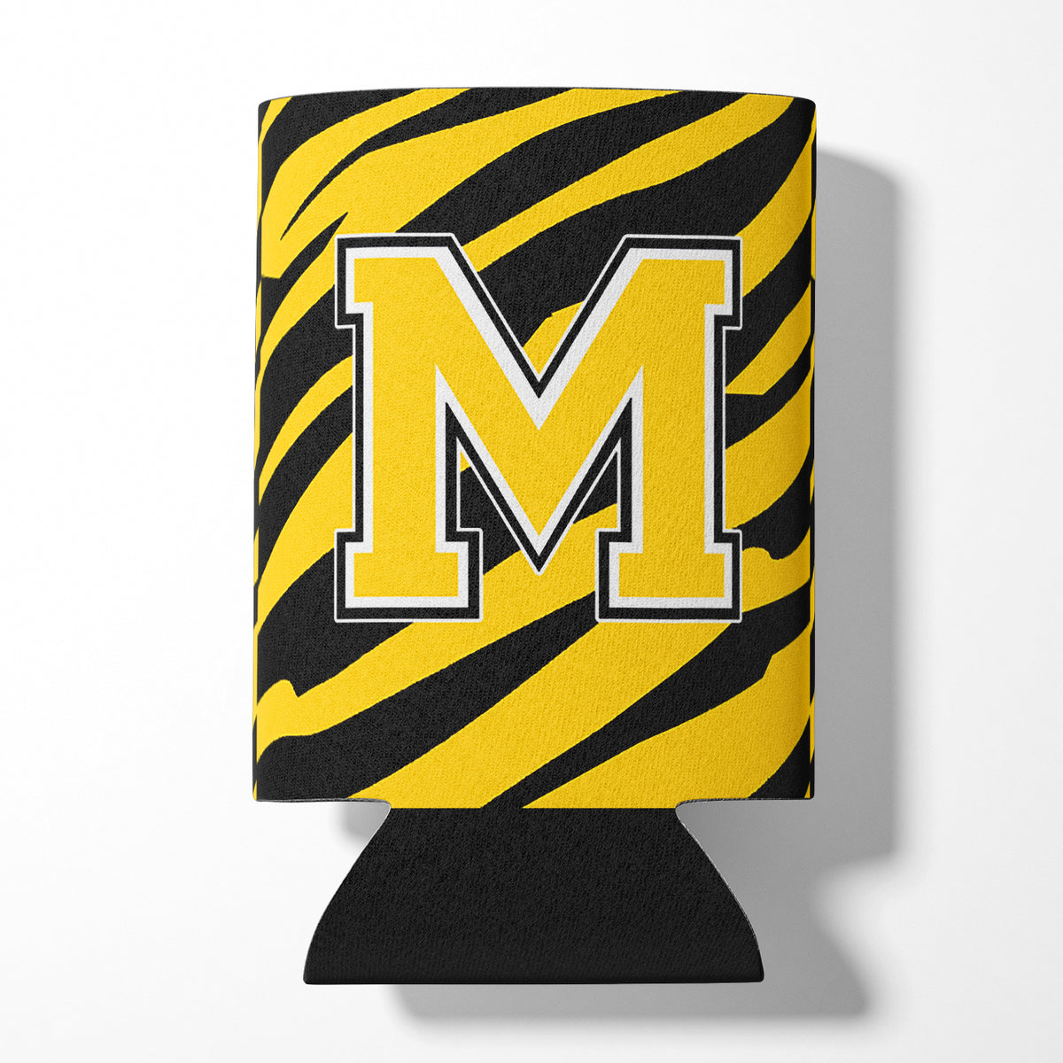 Letter M Initial Monogram - Tiger Stripe - Black Gold Can Beverage Insulator Hugger.