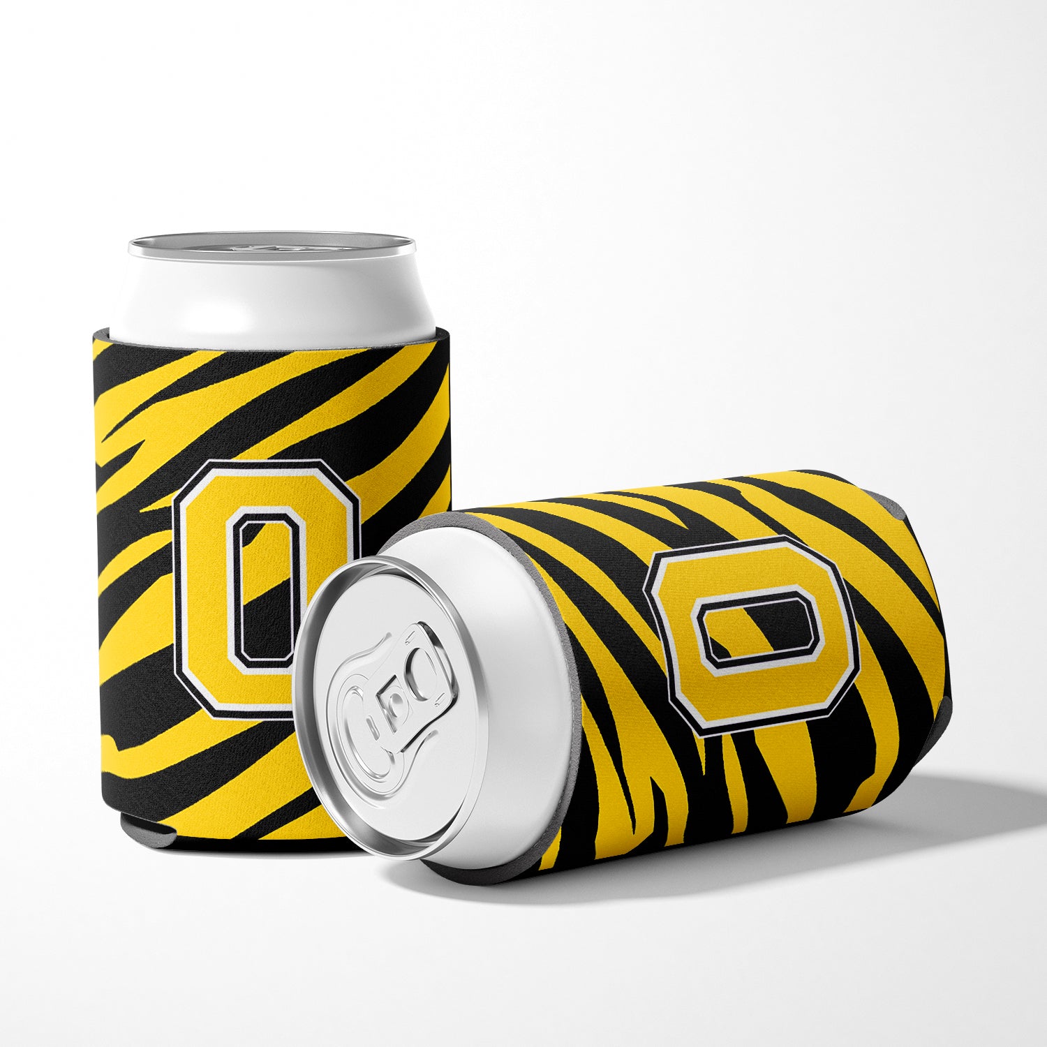 Letter O Initial Monogram - Tiger Stripe -Black Gold Can Beverage Insulator Hugger.