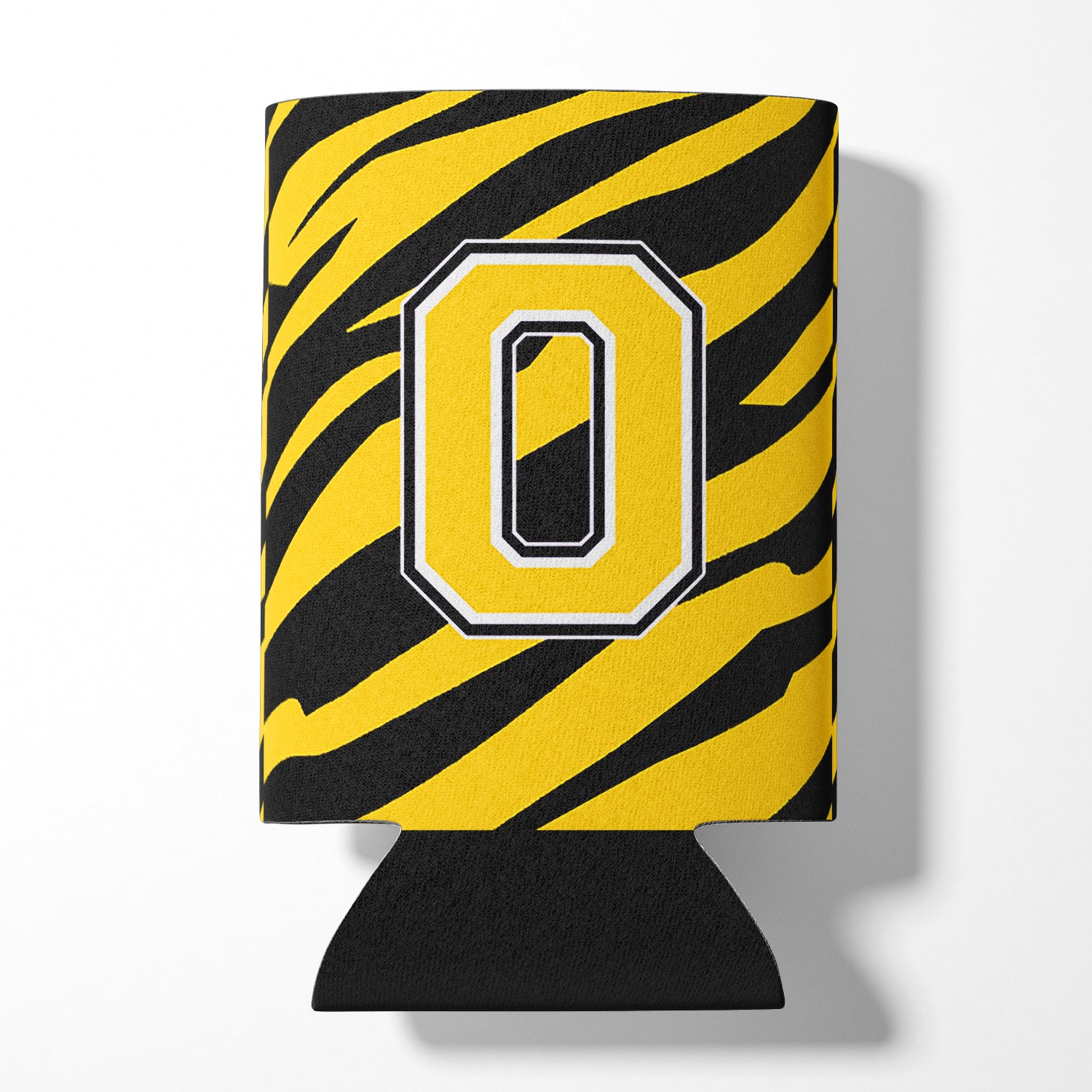 Letter O Initial Monogram - Tiger Stripe -Black Gold Can Beverage Insulator Hugger.