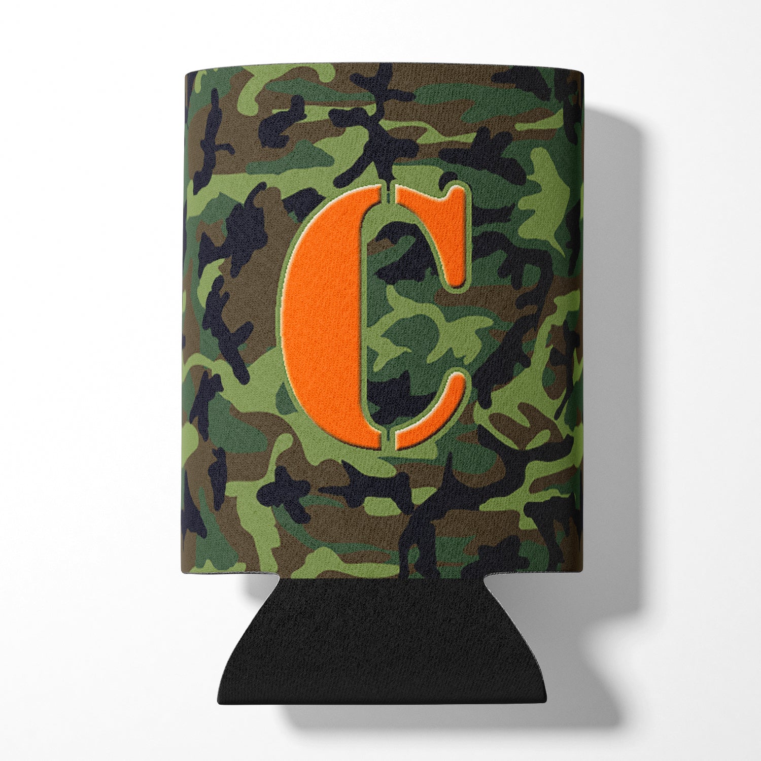 Letter C Initial Monogram - Camo Green Can or Bottle Beverage Insulator Hugger.