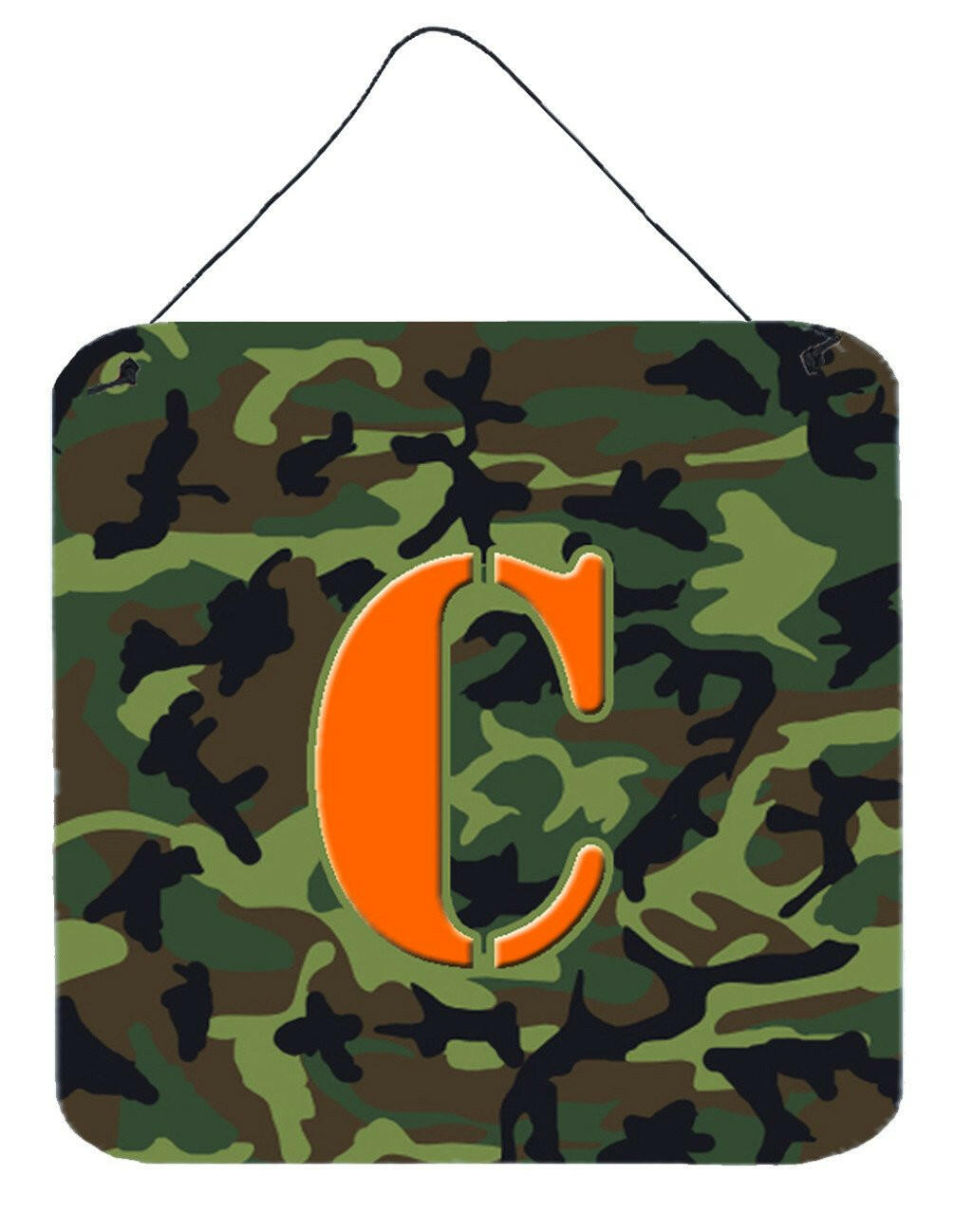 Letter C Initial Monogram - Camo Green Wall or Door Hanging Prints by Caroline's Treasures