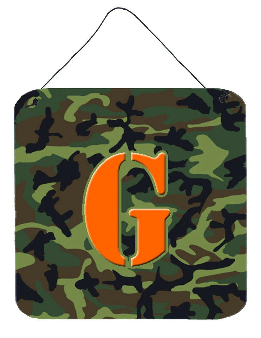 Letter G Initial Monogram - Camo Green Wall or Door Hanging Prints by Caroline's Treasures