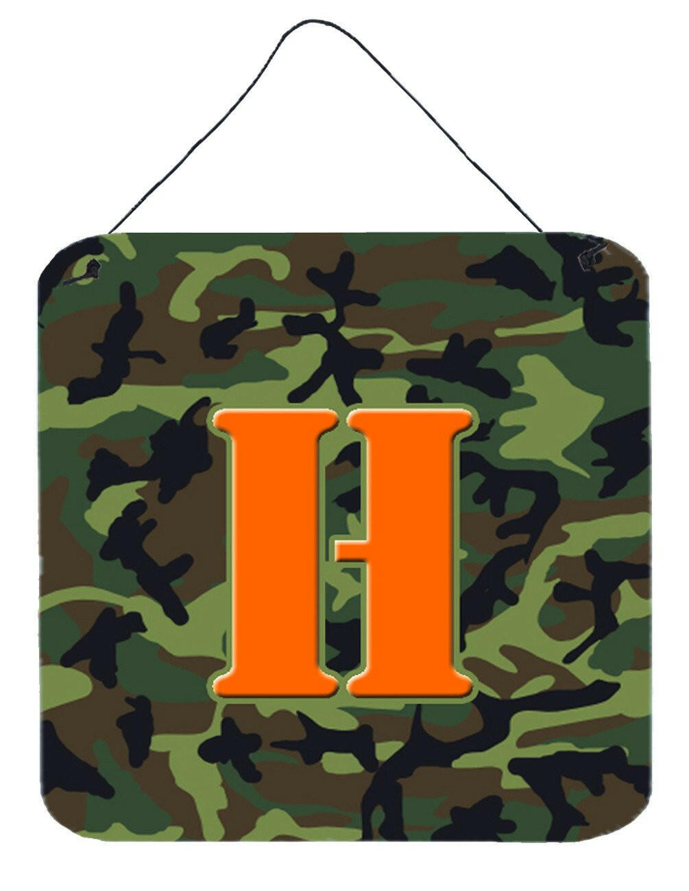 Letter H Initial Monogram - Camo Green Wall or Door Hanging Prints by Caroline&#39;s Treasures