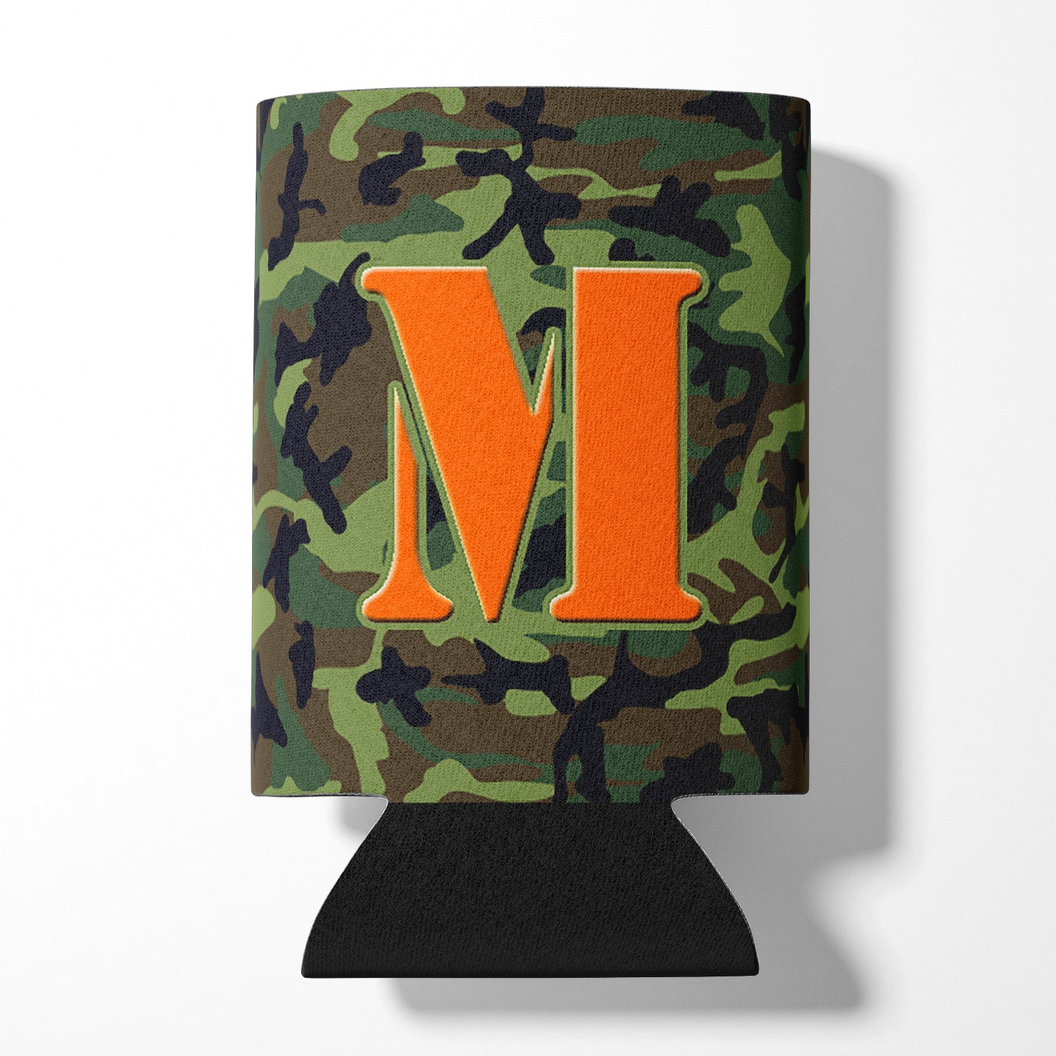 Letter M Initial Monogram - Camo Green Can or Bottle Beverage Insulator Hugger.