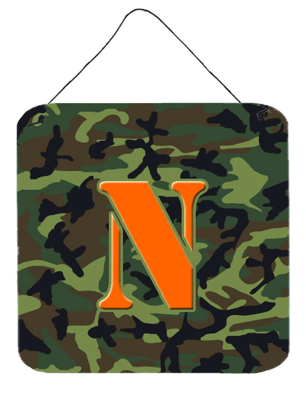 Letter N Initial Monogram - Camo Green Wall or Door Hanging Prints by Caroline's Treasures