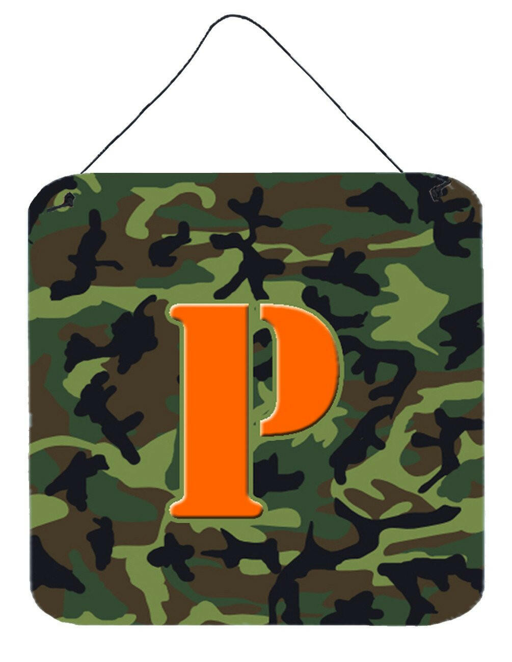 Letter P Initial Monogram - Camo Green Wall or Door Hanging Prints by Caroline&#39;s Treasures