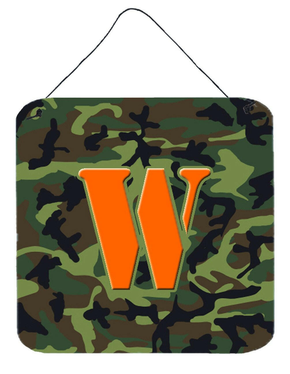 Letter W Initial Monogram - Camo Green Wall or Door Hanging Prints by Caroline's Treasures