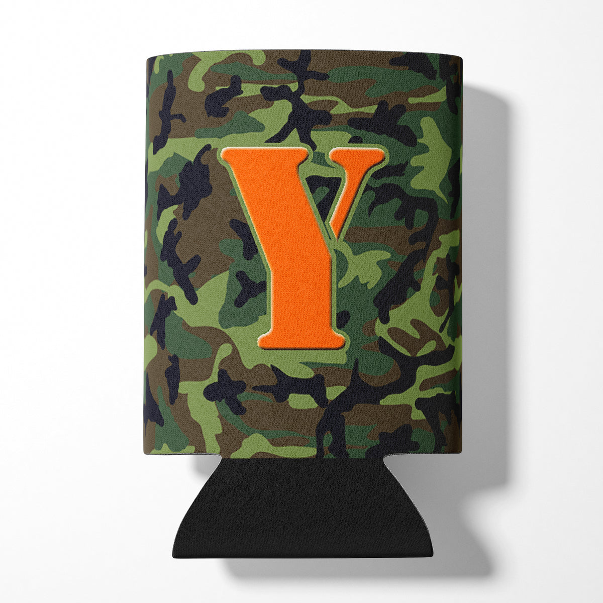 Letter Y Initial Monogram - Camo Green Can or Bottle Beverage Insulator Hugger.