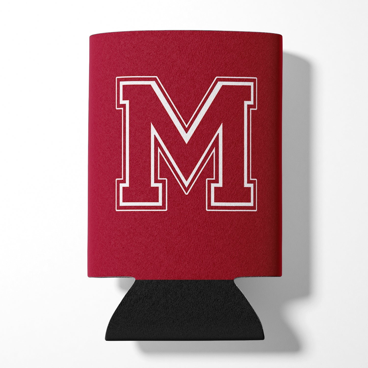 Letter M Initial Monogram - Maroon and White Can or Bottle Beverage Insulator Hugger.