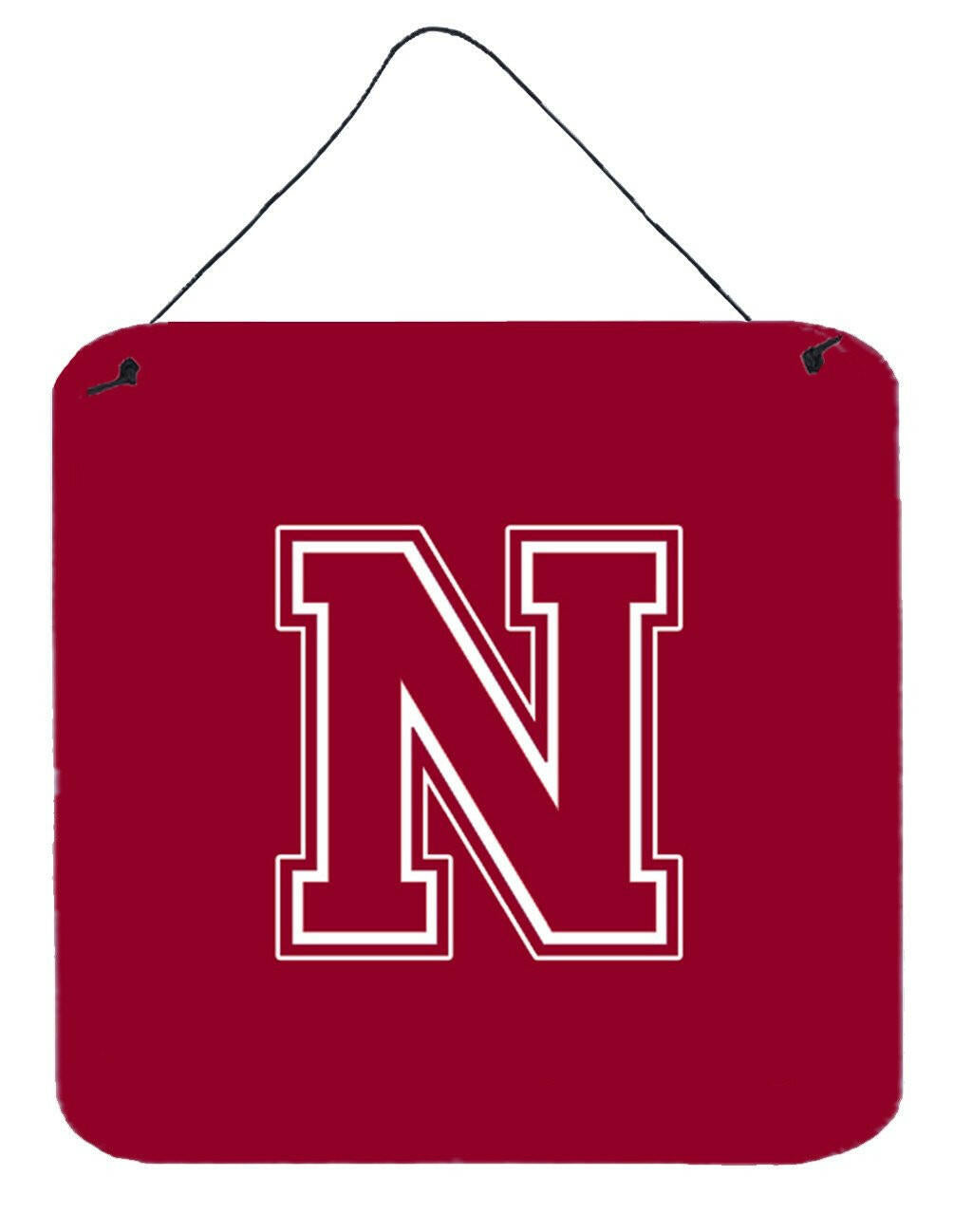 Letter N Initial Monogram - Maroon and White Wall or Door Hanging Prints by Caroline's Treasures