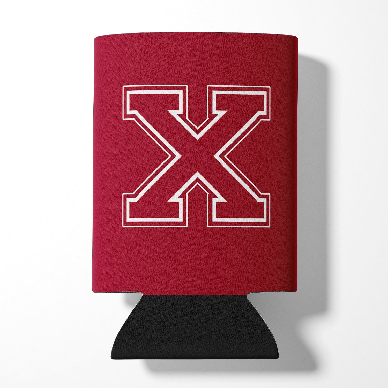 Letter X Initial Monogram - Maroon and White Can or Bottle Beverage Insulator Hugger.