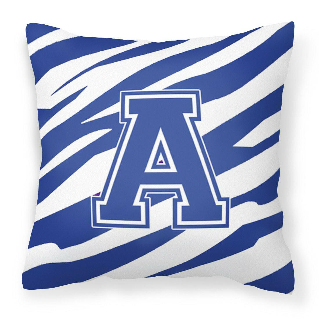 Letter A Monogram - Blue White Tiger Stripe Fabric Decorative Pillow CJ1034-APW1414 - the-store.com