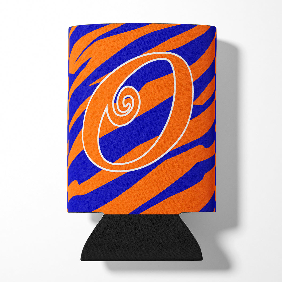 Letter O Initial Monogram - Tiger Stripe Blue and Orange Can Beverage Insulator Hugger.