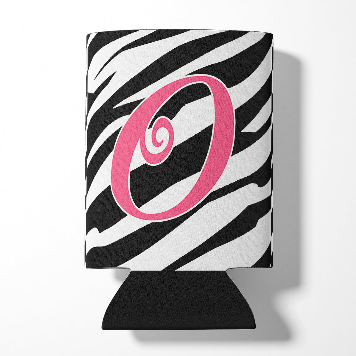 Letter O Initial Monogram - Zebra Stripe and Pink Can or Bottle Beverage Insulator Hugger.