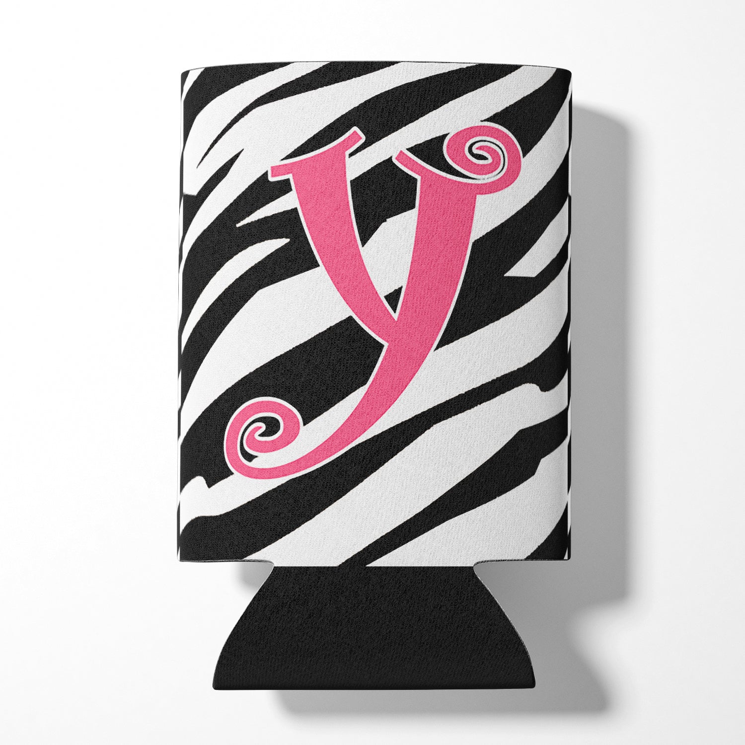 Letter Y Initial Monogram - Zebra Stripe and Pink Can or Bottle Beverage Insulator Hugger.