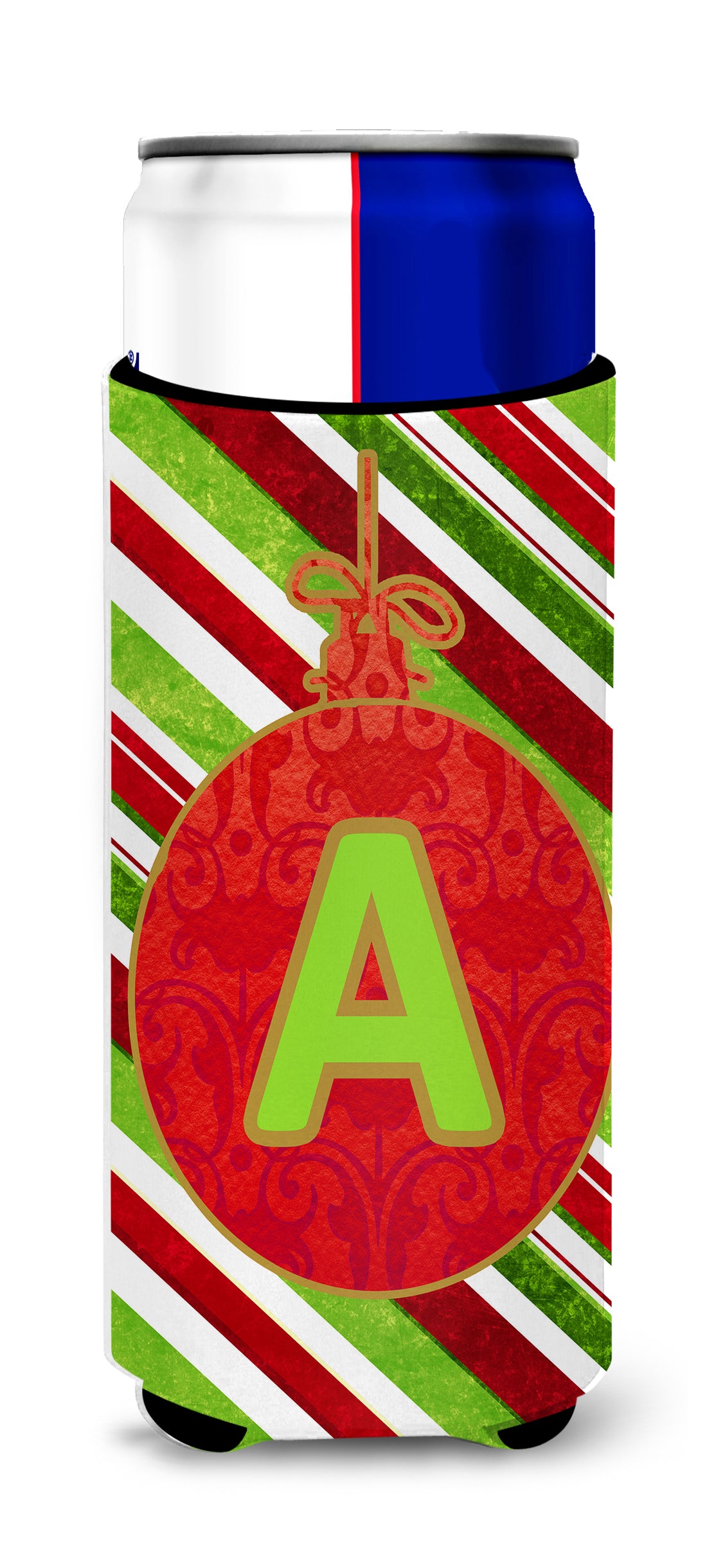 Christmas Oranment Holiday Monogram Initial  Letter A Ultra Beverage Insulators for slim cans CJ1039-AMUK.