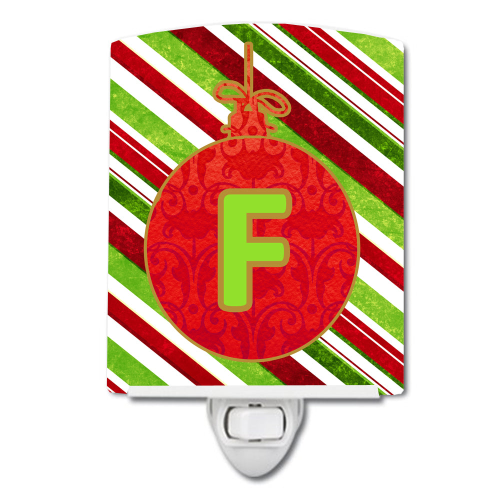 Christmas Oranment Holiday Initial Letter F Ceramic Night Light CJ1039-FCNL - the-store.com