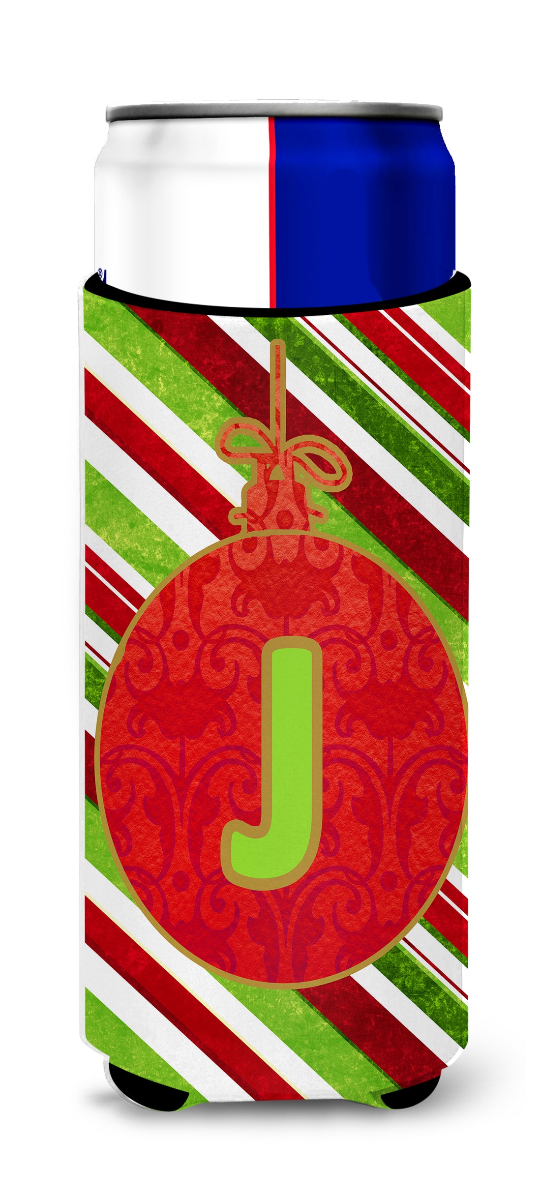 Christmas Oranment Holiday Monogram Initial  Letter J Ultra Beverage Insulators for slim cans CJ1039-JMUK.