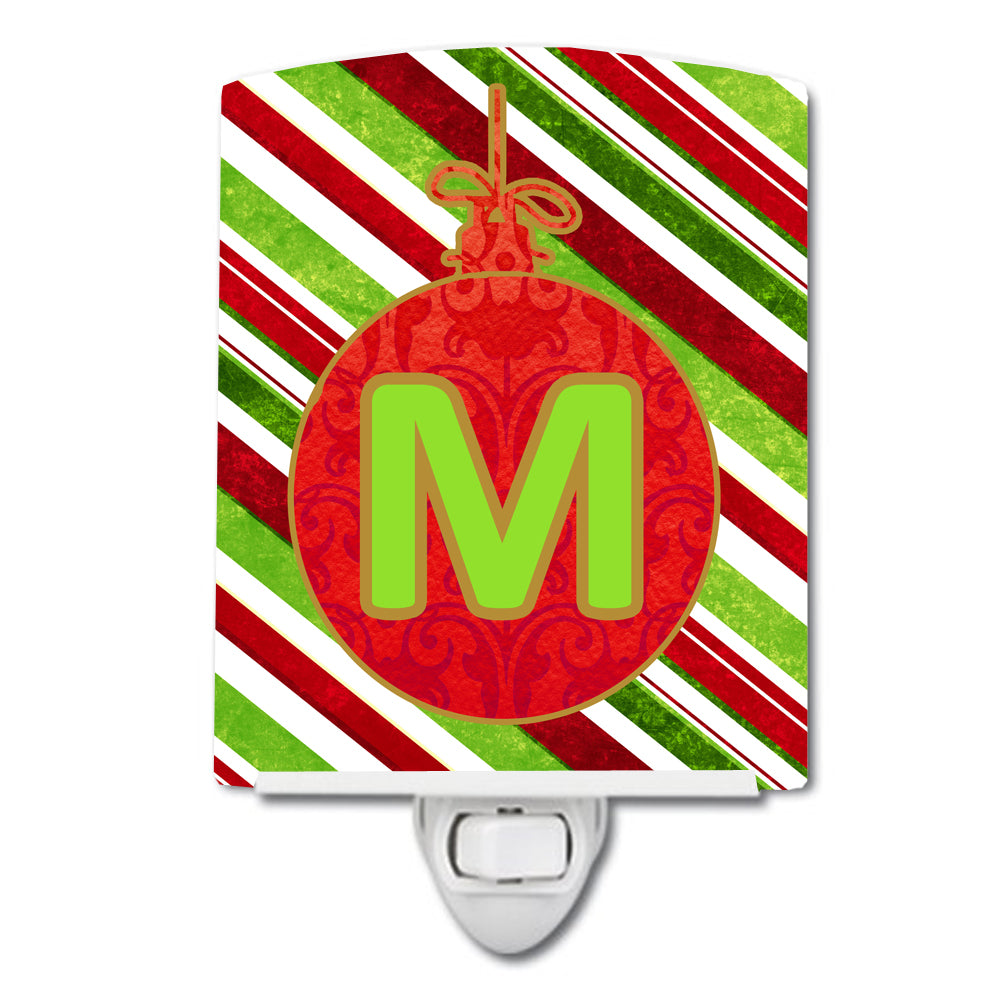 Christmas Oranment Holiday Initial Letter M Ceramic Night Light CJ1039-MCNL - the-store.com