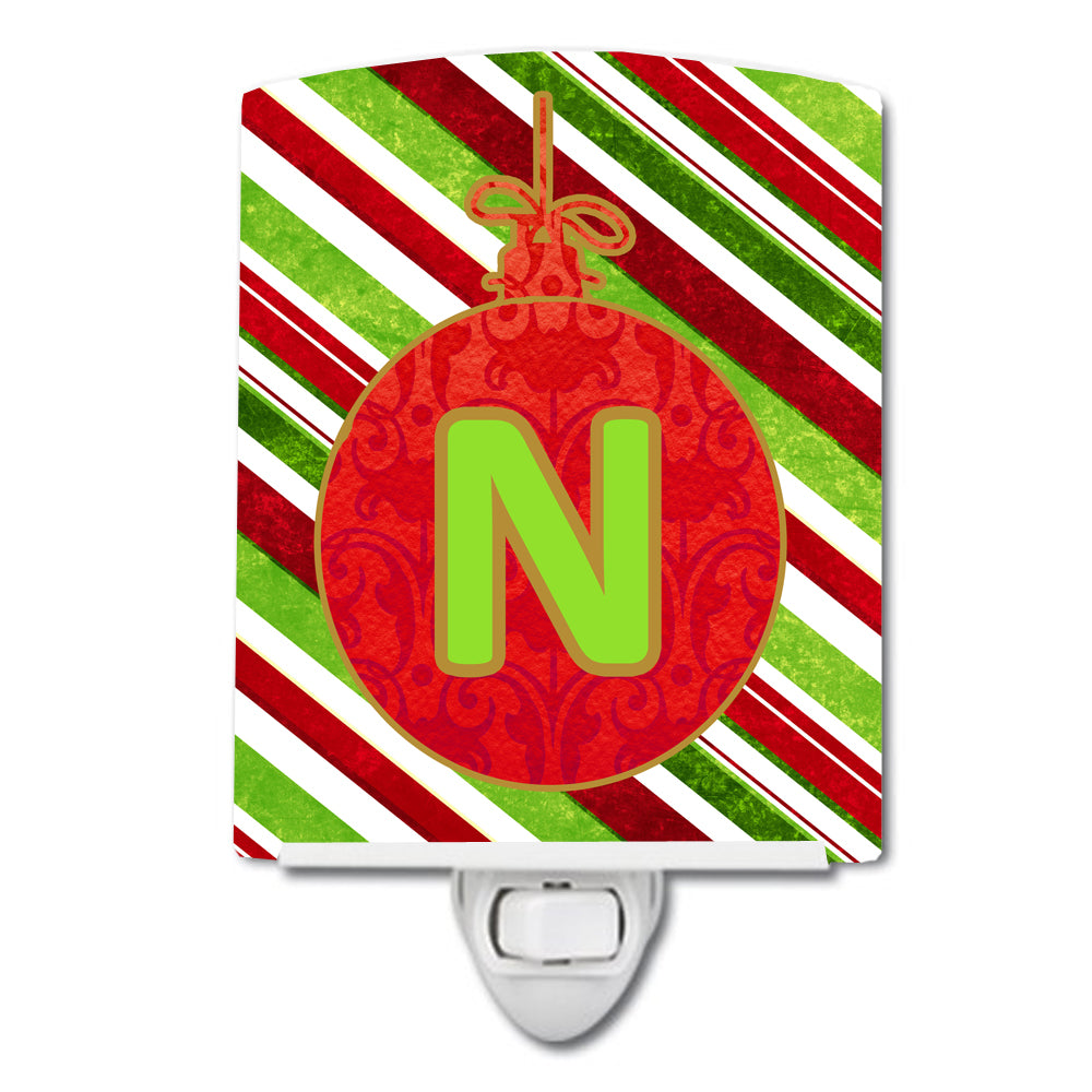 Christmas Oranment Holiday Initial Letter N Ceramic Night Light CJ1039-NCNL - the-store.com