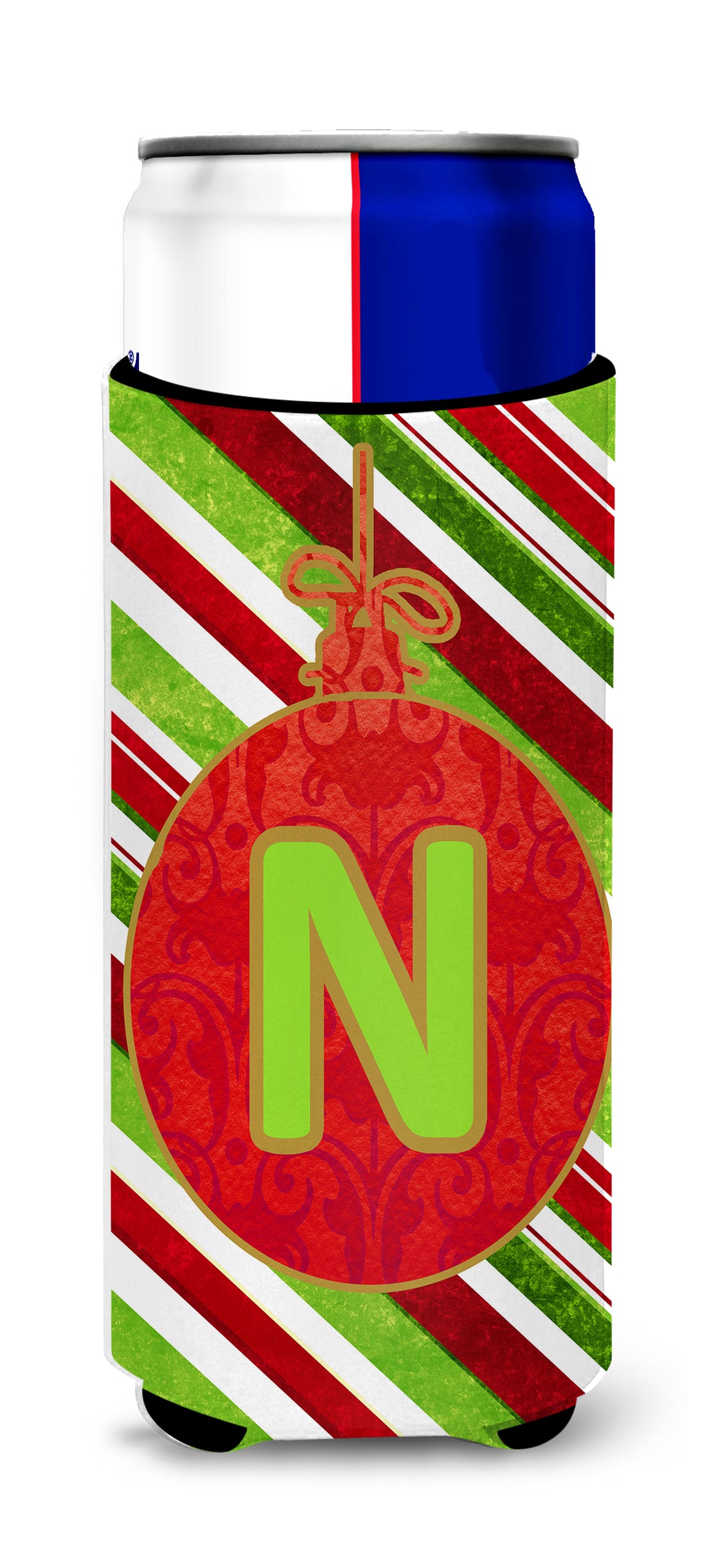 Christmas Oranment Holiday Monogram Initial  Letter N Ultra Beverage Insulators for slim cans CJ1039-NMUK.