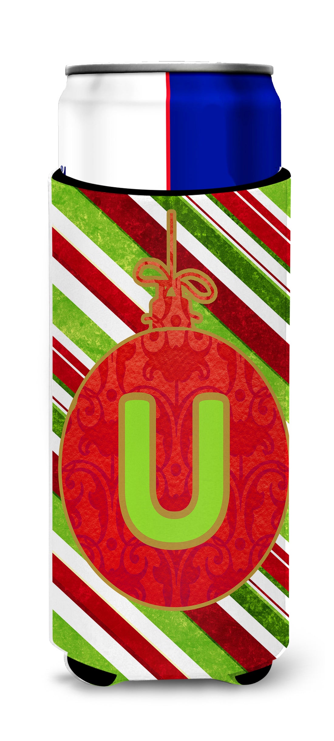 Christmas Oranment Holiday Monogram Initial  Letter U Ultra Beverage Insulators for slim cans CJ1039-UMUK.