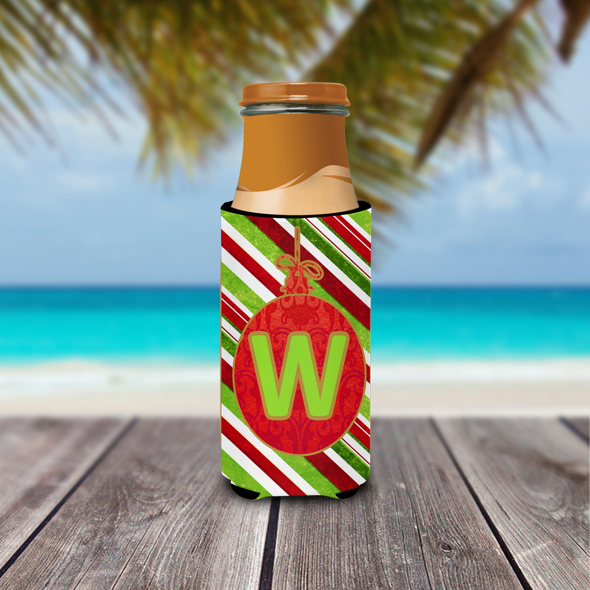 Christmas Oranment Holiday Monogram Initial  Letter W Ultra Beverage Insulators for slim cans CJ1039-WMUK.