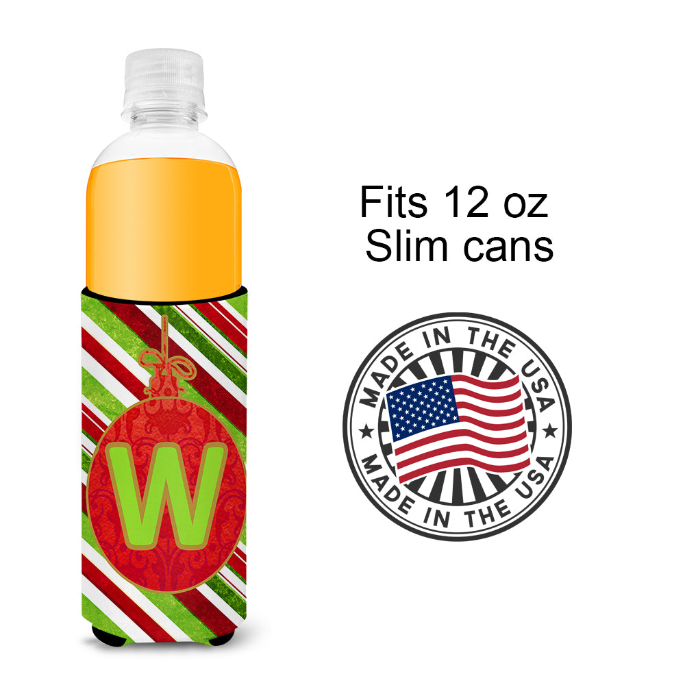 Christmas Oranment Holiday Monogram Initial  Letter W Ultra Beverage Insulators for slim cans CJ1039-WMUK.