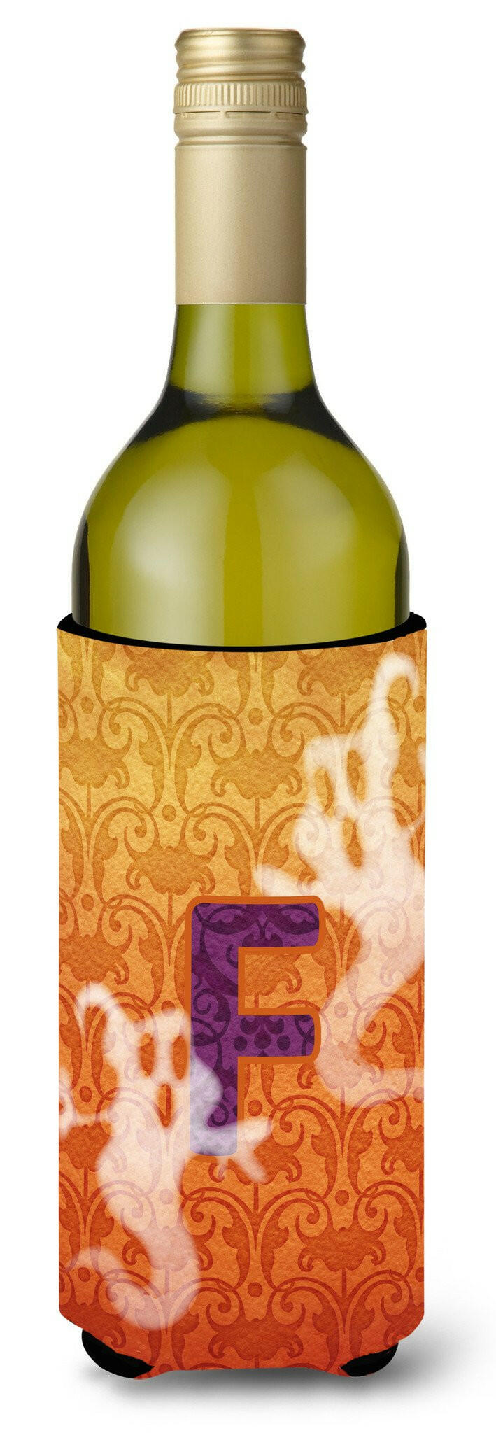 Halloween Ghosts  Initial  Letter F Wine Bottle Beverage Insulator Beverage Insulator Hugger by Caroline's Treasures