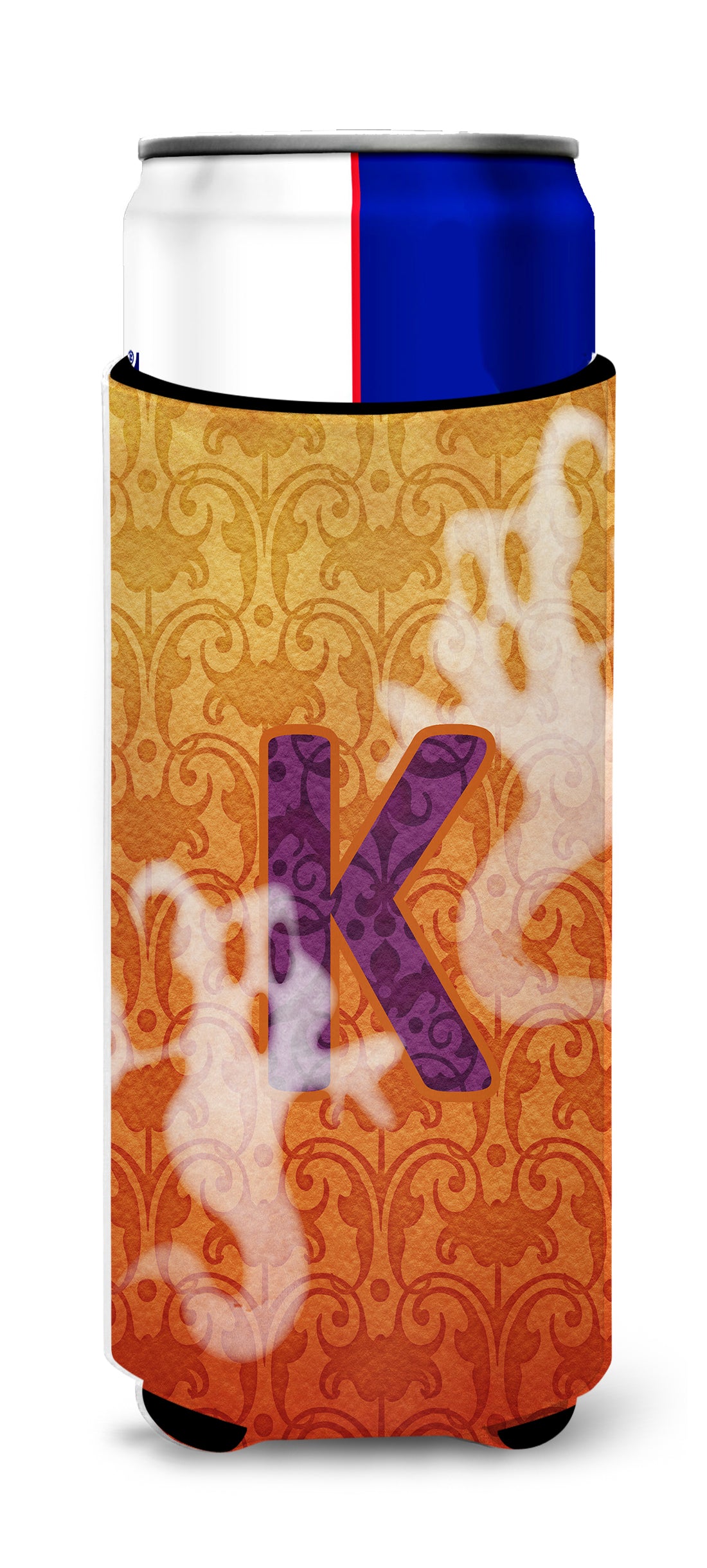 Halloween Ghosts Monogram Initial  Letter K Ultra Beverage Insulators for slim cans CJ1040-KMUK.