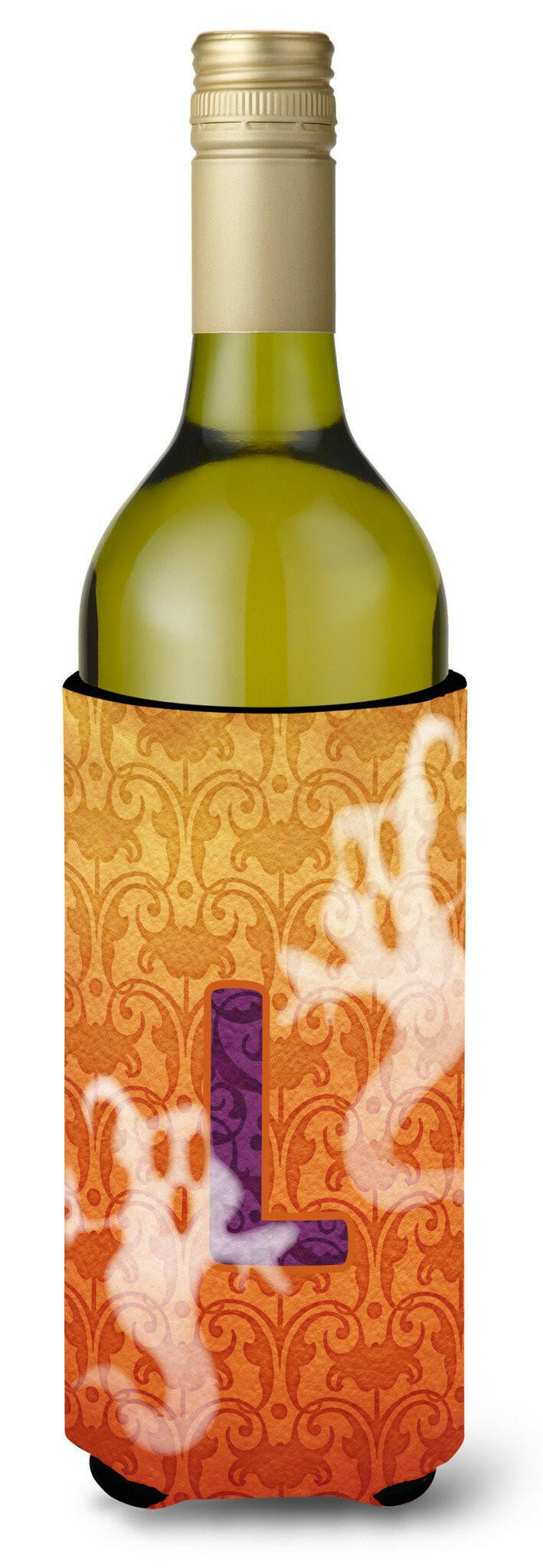 Halloween Ghosts Monogram Initial  Letter L Wine Bottle Beverage Insulator Beverage Insulator Hugger by Caroline's Treasures