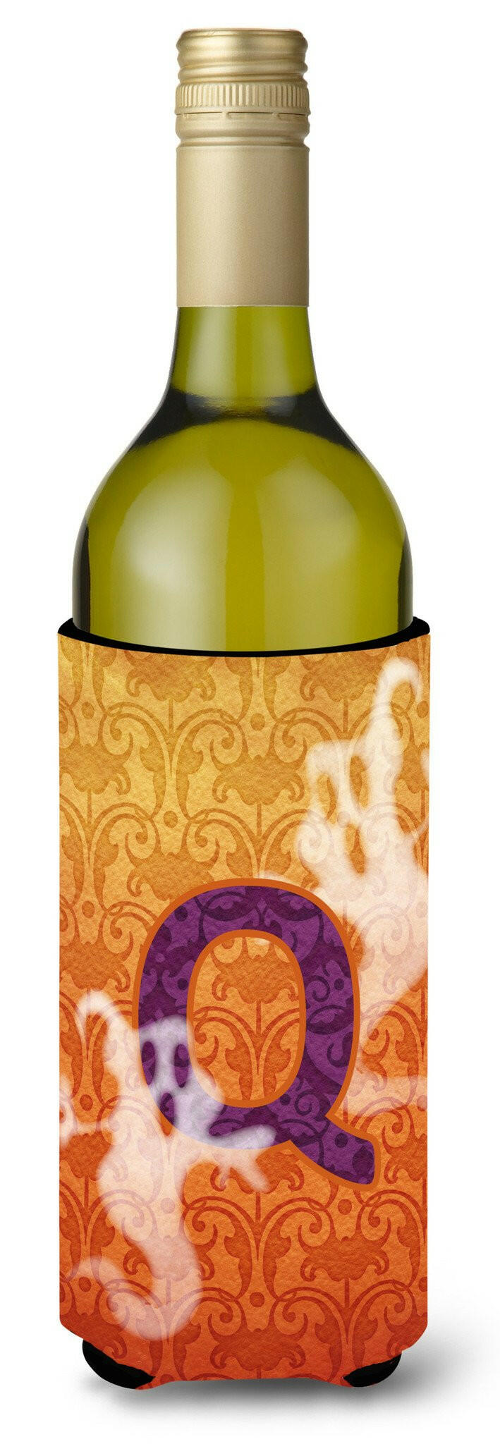 Halloween Ghosts Monogram Initial  Letter Q Wine Bottle Beverage Insulator Beverage Insulator Hugger by Caroline's Treasures