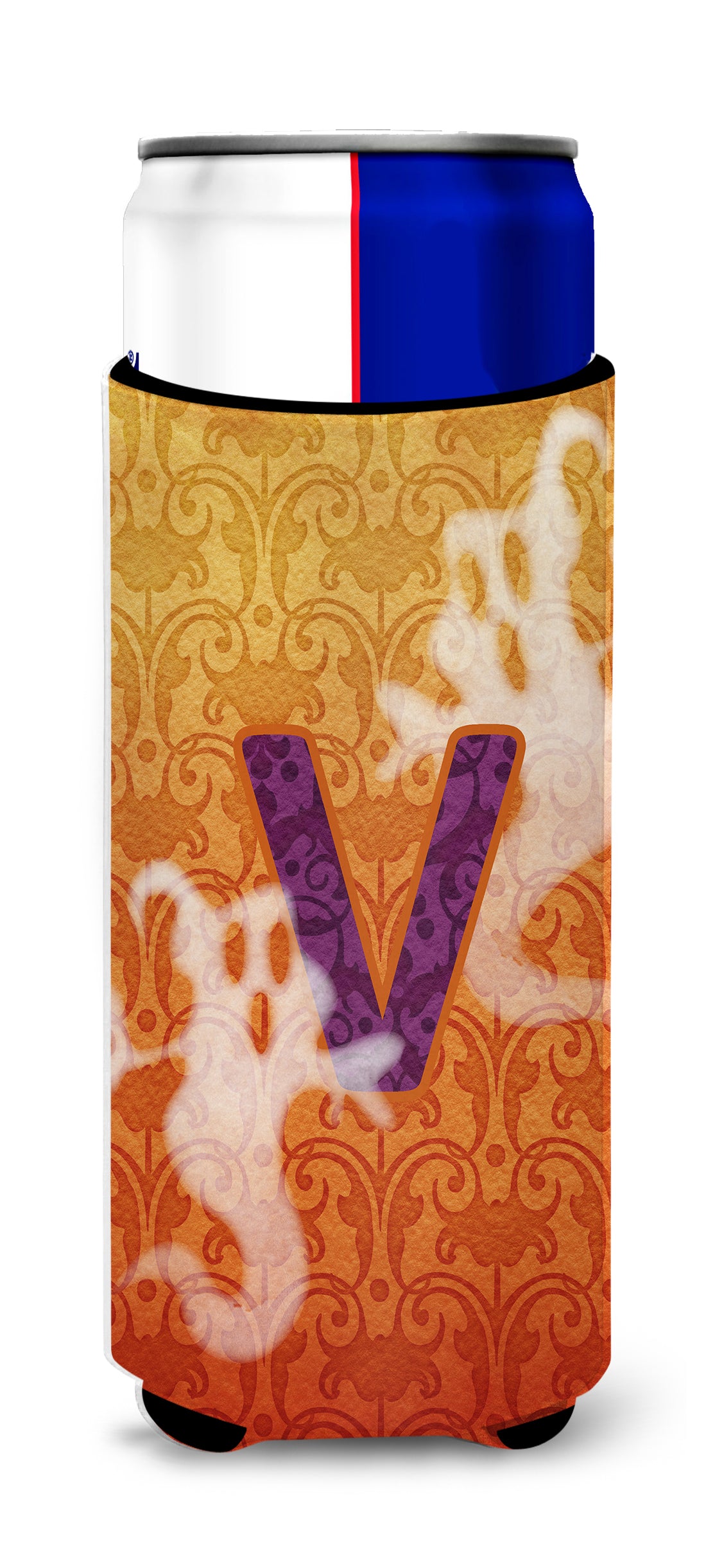 Halloween Ghosts Monogram Initial  Letter V Ultra Beverage Insulators for slim cans CJ1040-VMUK.