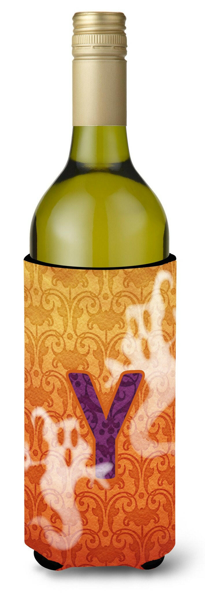 Halloween Ghosts Monogram Initial  Letter Y Wine Bottle Beverage Insulator Beverage Insulator Hugger by Caroline's Treasures