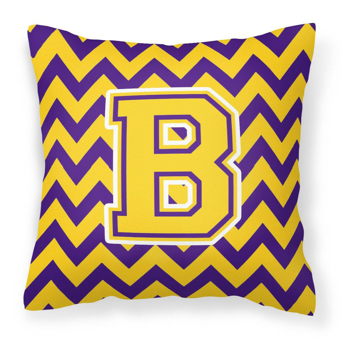 Letter B Chevron Purple and Gold Fabric Decorative Pillow CJ1041-BPW1414 - the-store.com