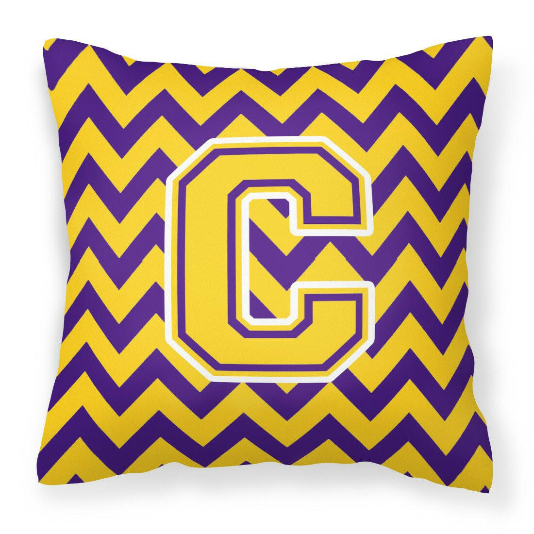 Letter C Chevron Purple and Gold  Fabric Decorative Pillow CJ1041-CPW1414 - the-store.com