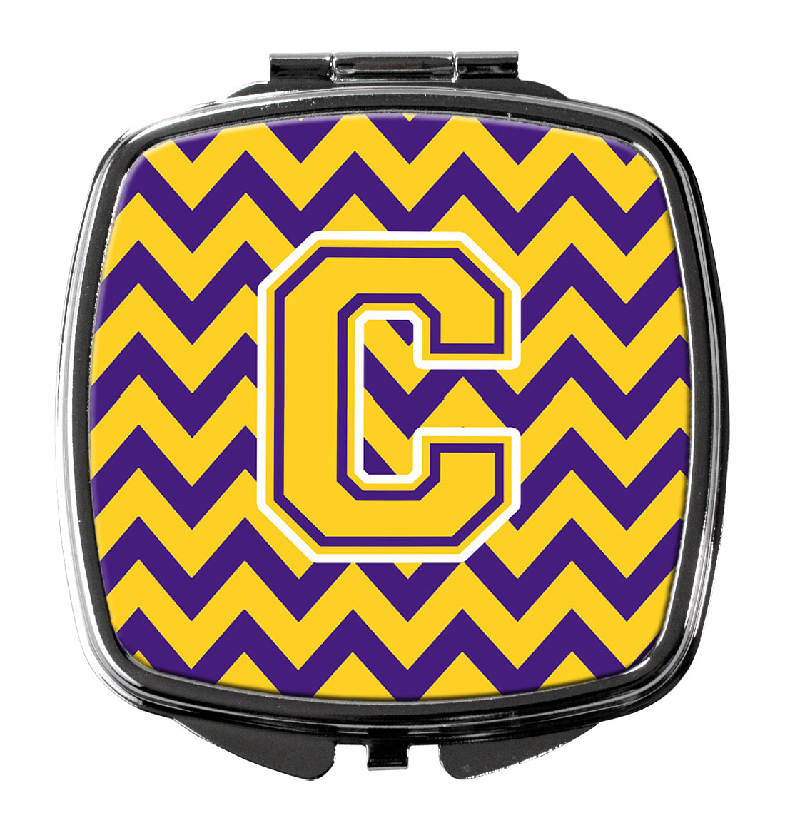 Letter C Chevron Purple and Gold  Compact Mirror CJ1041-CSCM  the-store.com.