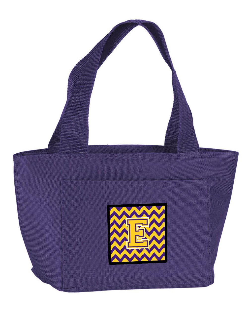 Letter E Chevron Purple and Gold Lunch Bag CJ1041-EPR-8808 by Caroline's Treasures