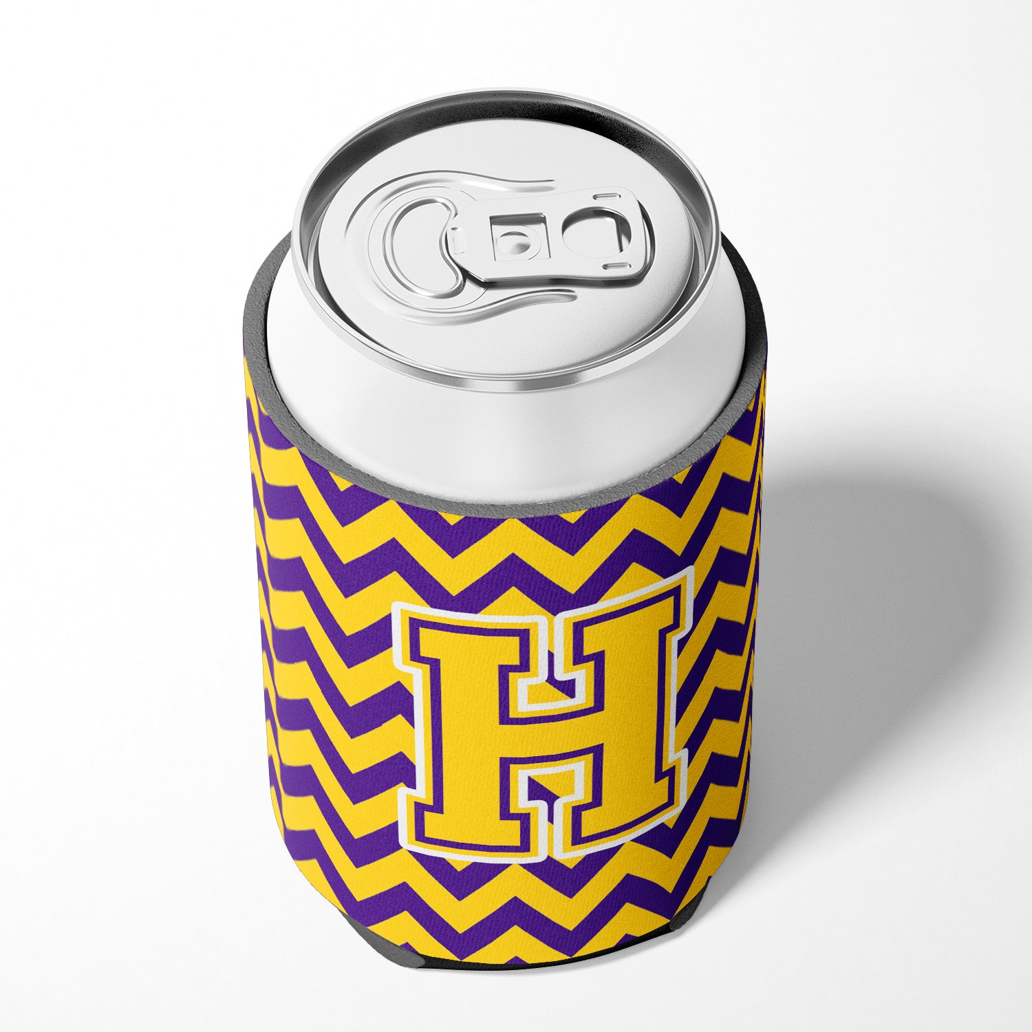 Letter H Chevron Purple and Gold Can or Bottle Hugger CJ1041-HCC.