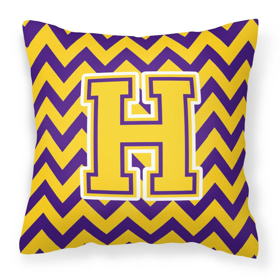 Letter H Chevron Purple and Gold Fabric Decorative Pillow CJ1041-HPW1414 - the-store.com