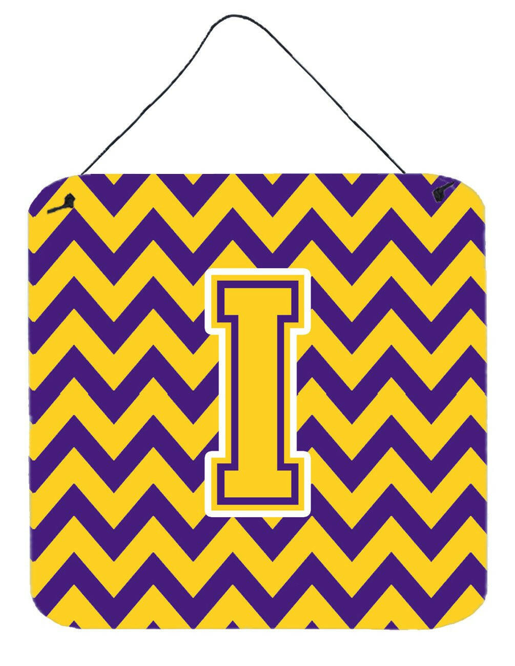Letter I Chevron Purple and Gold Wall or Door Hanging Prints CJ1041-IDS66 by Caroline&#39;s Treasures